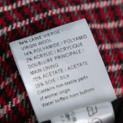 Pre Owned Chloe Red & Black Checked Wool Flared Trousers M