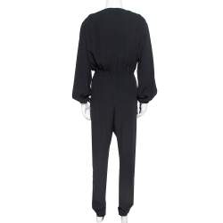 Pre Owned Chloe Black Crepe V Neck Tie Detail Jumpsuit S