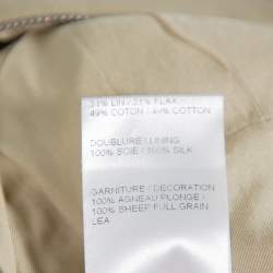 Pre Owned Chloe Beige Linen & Leather Long Sleeve Dress S