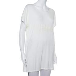 Pre Owned Chloe Cream Knit Logo Printed Tunic L
