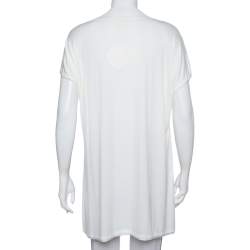 Pre Owned Chloe Cream Knit Logo Printed Tunic L