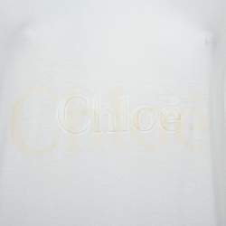 Pre Owned Chloe Cream Knit Logo Printed Tunic L