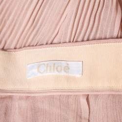Pre Owned Chloe Pink Silk Chiffon Pleated Midi Skirt S