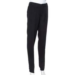 Pre Owned Chloe Black Crepe High Low Hem Tapered Trousers M
