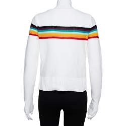 Pre Owned Chloe White Knit Rainbow Stripe Detail Jumper S