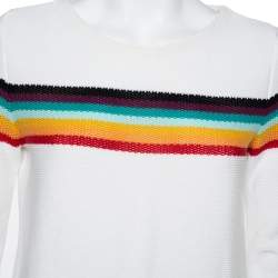 Pre Owned Chloe White Knit Rainbow Stripe Detail Jumper S