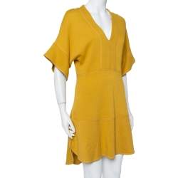 Pre Owned Chloe Mustard Yellow Knit Asymmetrical Hem Mini Dress S