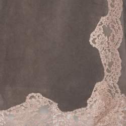 Chloe Grey Suede Lace Trim Detail Belted Dress S