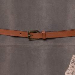Chloe Grey Suede Lace Trim Detail Belted Dress S