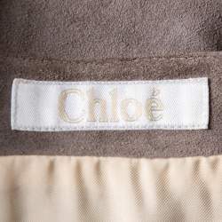 Chloe Grey Suede Lace Trim Detail Belted Dress S