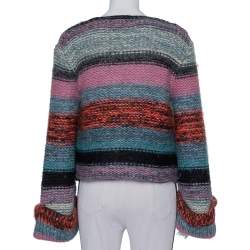 Pre Owned Chloe Multicolor Wool & Mohair Bell Sleeve Open Front Cardigan XS