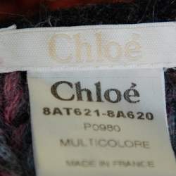 Pre Owned Chloe Multicolor Wool & Mohair Bell Sleeve Open Front Cardigan XS