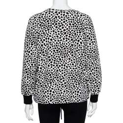 Pre Owned Chloe Monochrome Animal Printed Knit Waist Tie Detail Oversized Sweatshirt M