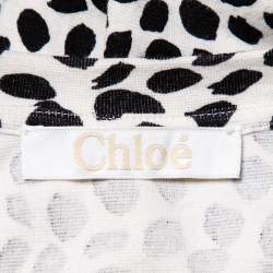 Pre Owned Chloe Monochrome Animal Printed Knit Waist Tie Detail Oversized Sweatshirt M