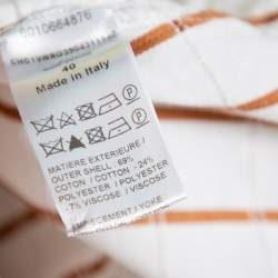 مملوكة مسبقًا فستان قصير كلوي ميني تفاصيل ربطة خصر قطن كاروهات بني وأبيض مقاس متوسط