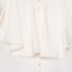 Pre Owned توب كلوي أزرار أمامية مكشكش حرير ريمي مقاس كبير