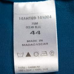 Pre Owned Chloé Ocean Blue Silk Button Front Ruffled Top L