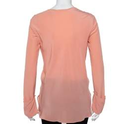 Pre Owned Chloe Pink Silk Draped Neck Long Sleeve Top S