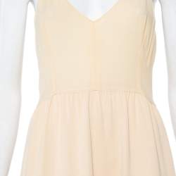 Chloe Vintage Beige Silk & Crepe Paneled Lace Trim Maxi Dress M