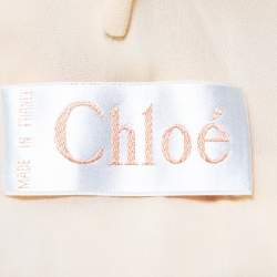 Chloe Vintage Beige Silk & Crepe Paneled Lace Trim Maxi Dress M