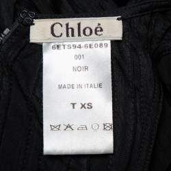Pre Owned Chloe Black Pleated Silk Bow Detail Flared Noir Dress XS
