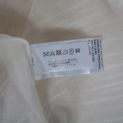 Pre Owned Chloe White Striped Silk & Cotton Overlay Detail Top M