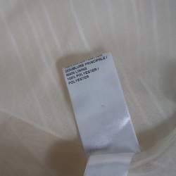 Pre Owned Chloe White Striped Silk & Cotton Overlay Detail Top M