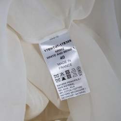 Pre Owned Chloe White Striped Silk & Cotton Overlay Detail Top M