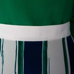 Pre Owned Chloe Green Silk Oversized Top & Striped Asymmetric Hem Skirt S