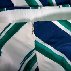 Pre Owned Chloe Green Silk Oversized Top & Striped Asymmetric Hem Skirt S