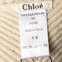 Pre Owned كارديغان قصير كلوي صوف تريكو بيج بمشبك أمامي مقاس صغير - سمول 