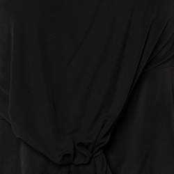 Pre Owned Chloe Black Georgette Cape Sleeve Draped Tie Detail Top L