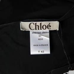 Pre Owned Chloe Black Georgette Cape Sleeve Draped Tie Detail Top L