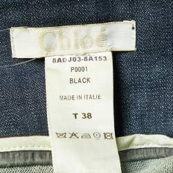Pre Owned Chloe Black Denim Button Front Mini Skirt M