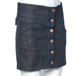 Pre Owned Chloe Black Denim Button Front Mini Skirt M
