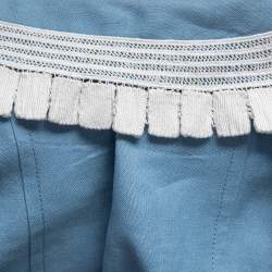 Chloe Blue Eyelet Cotton Pleated Hem Detail Short Dress S 