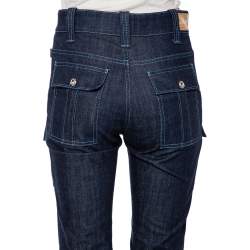 Pre Owned Chloe Indigo Denim Patch Pocket Detail High Waist Jeans S 