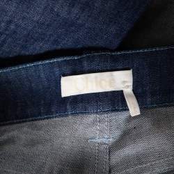 Pre Owned Chloe Indigo Denim Patch Pocket Detail High Waist Jeans S 