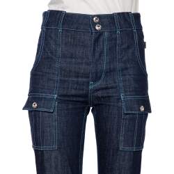 Pre Owned Chloe Indigo Denim Patch Pocket Detail High Waist Jeans S 