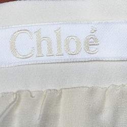 Chloe Pale Yellow Crepe Straight Faux Wrap Skirt M