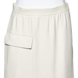Chloe Pale Yellow Crepe Straight Faux Wrap Skirt M