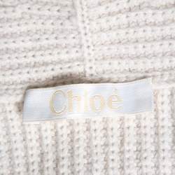 Pre Owned Chloe Chalk Cashmere Knit Buttoned Detailed Poncho XS/S