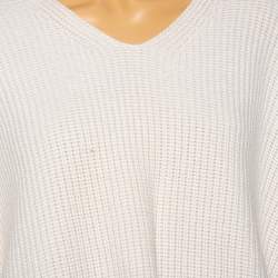 Pre Owned Chloe Chalk Cashmere Knit Buttoned Detailed Poncho XS/S