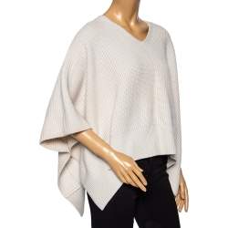 Pre Owned Chloe Chalk Cashmere Knit Buttoned Detailed Poncho XS/S