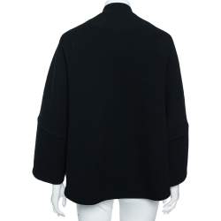 Pre Owned Chloe Black Wool Crepe Mandarin Collared Double Breasted Cape S