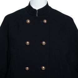 Pre Owned Chloe Black Wool Crepe Mandarin Collared Double Breasted Cape S