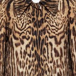 Pre Owned Chloe Brown Animal Print Cotton Cropped Jacket M