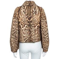 Pre Owned Chloe Brown Animal Print Cotton Cropped Jacket M