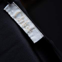 Pre Owned Chloe Black Silk Lace Paneled Long Sleeve Blouse M