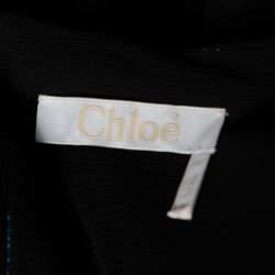 Pre Owned Chloe Black Silk Chiffon Ruffled Oversized Sheer Top M